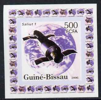 Guinea - Bissau 2006 Satellites #1 - Salyut 1 individual imperf deluxe sheet unmounted mint. Note this item is privately produced and is offered purely on its thematic appeal