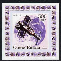 Guinea - Bissau 2006 Satellites #3 - Salyut 7 individual imperf deluxe sheet unmounted mint. Note this item is privately produced and is offered purely on its thematic appeal