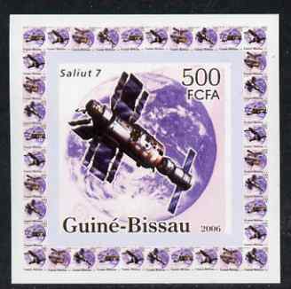 Guinea - Bissau 2006 Satellites #3 - Salyut 7 individual imperf deluxe sheet unmounted mint. Note this item is privately produced and is offered purely on its thematic appeal