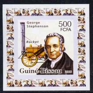 Guinea - Bissau 2006 Great Inventors #1 - George Stephenson & Rocket individual imperf deluxe sheet unmounted mint. Note this item is privately produced and is offered purely on its thematic appeal
