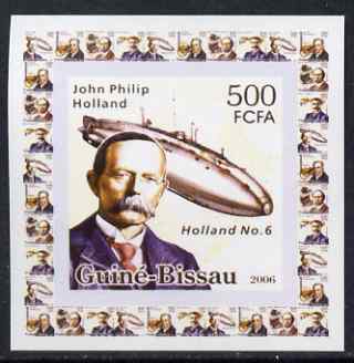 Guinea - Bissau 2006 Great Inventors #2 - John Philip Holland & Submarine individual imperf deluxe sheet unmounted mint. Note this item is privately produced and is offered purely on its thematic appeal