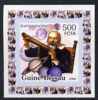 Guinea - Bissau 2006 Space Pioneers #1 - Galileo Galilei & Telescope individual imperf deluxe sheet unmounted mint. Note this item is privately produced and is offered purely on its thematic appeal