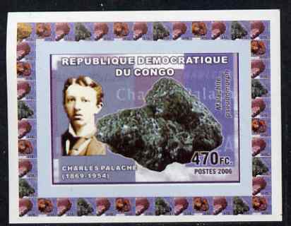 Congo 2006 Minerals & Mineralogists #4 - Charles Palache & Malachite individual imperf deluxe sheet unmounted mint. Note this item is privately produced and is offered purely on its thematic appeal