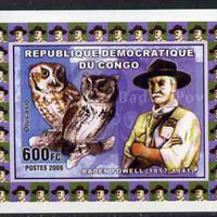 Congo 2006 Baden Powell & Owls #2 - Screech Owl individual imperf deluxe sheet unmounted mint. Note this item is privately produced and is offered purely on its thematic appeal