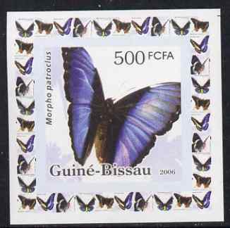 Guinea - Bissau 2006 Butterflies #1 - Morpho patrocius individual imperf deluxe sheet unmounted mint. Note this item is privately produced and is offered purely on its thematic appeal