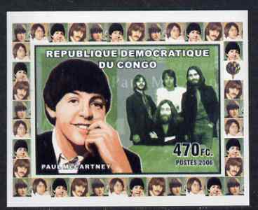Congo 2006 Beatles #3 - Paul McCartney individual imperf deluxe sheet unmounted mint. Note this item is privately produced and is offered purely on its thematic appeal