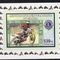 Congo 2006 Motorcycles #1 - Yamaha with Lions Int Logo individual imperf deluxe sheet unmounted mint. Note this item is privately produced and is offered purely on its thematic appeal