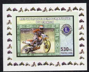 Congo 2006 Motorcycles #1 - Yamaha with Lions Int Logo individual imperf deluxe sheet unmounted mint. Note this item is privately produced and is offered purely on its thematic appeal