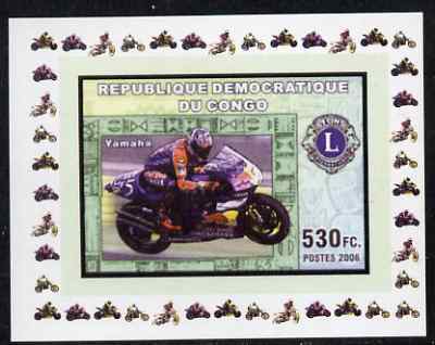 Congo 2006 Motorcycles #2 - Yamaha with Lions Int Logo individual imperf deluxe sheet unmounted mint. Note this item is privately produced and is offered purely on its thematic appeal