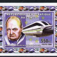 Congo 2006 Statesmen & Trains #2 - Churchill & Modern Train individual imperf deluxe sheet unmounted mint. Note this item is privately produced and is offered purely on its thematic appeal