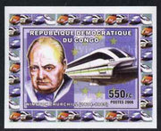 Congo 2006 Statesmen & Trains #2 - Churchill & Modern Train individual imperf deluxe sheet unmounted mint. Note this item is privately produced and is offered purely on its thematic appeal