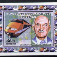 Congo 2006 Statesmen & Trains #3 - Robert Schuman & Modern Train individual imperf deluxe sheet unmounted mint. Note this item is privately produced and is offered purely on its thematic appeal