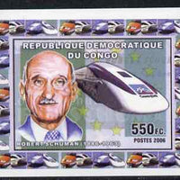 Congo 2006 Statesmen & Trains #4 - Robert Schuman & Modern Train individual imperf deluxe sheet unmounted mint. Note this item is privately produced and is offered purely on its thematic appeal