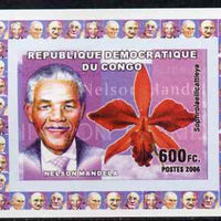 Congo 2006 Humanitarians & Orchids #1 - Nelson Mandela individual imperf deluxe sheet unmounted mint. Note this item is privately produced and is offered purely on its thematic appeal