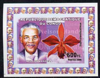 Congo 2006 Humanitarians & Orchids #1 - Nelson Mandela individual imperf deluxe sheet unmounted mint. Note this item is privately produced and is offered purely on its thematic appeal
