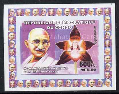 Congo 2006 Humanitarians & Orchids #2 - Mahatma Gandhi individual imperf deluxe sheet unmounted mint. Note this item is privately produced and is offered purely on its thematic appeal
