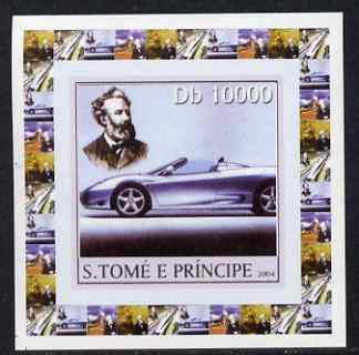 St Thomas & Prince Islands 2004 Jules Verne #4 - With Modern Car individual imperf deluxe sheet unmounted mint. Note this item is privately produced and is offered purely on its thematic appeal