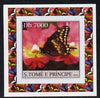 St Thomas & Prince Islands 2004 Butterflies #1 individual imperf deluxe sheet unmounted mint. Note this item is privately produced and is offered purely on its thematic appeal