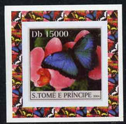 St Thomas & Prince Islands 2004 Butterflies #3 individual imperf deluxe sheet unmounted mint. Note this item is privately produced and is offered purely on its thematic appeal