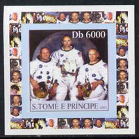 St Thomas & Prince Islands 2003 Apollo 11 #1 - Three Astronauts individual imperf deluxe sheet unmounted mint. Note this item is privately produced and is offered purely on its thematic appeal