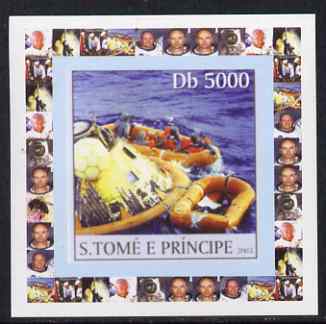 St Thomas & Prince Islands 2003 Apollo 11 #5 - Splashdown individual imperf deluxe sheet unmounted mint. Note this item is privately produced and is offered purely on its thematic appeal