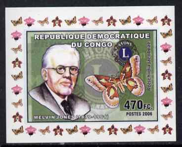 Congo 2006 Melvin Jones, Butterfly & Lions International #2 individual imperf deluxe sheet unmounted mint. Note this item is privately produced and is offered purely on its thematic appeal