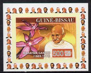 Guinea - Bissau 2007 Humanitarians #2 - Mahatma Gandhi & Orchid individual imperf deluxe sheet unmounted mint. Note this item is privately produced and is offered purely on its thematic appeal