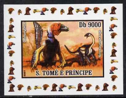 St Thomas & Prince Islands 2007 Dinosaurs #1 individual imperf deluxe sheet unmounted mint. Note this item is privately produced and is offered purely on its thematic appeal