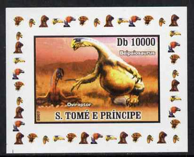 St Thomas & Prince Islands 2007 Dinosaurs #2 individual imperf deluxe sheet unmounted mint. Note this item is privately produced and is offered purely on its thematic appeal