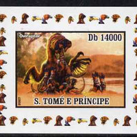 St Thomas & Prince Islands 2007 Dinosaurs #3 individual imperf deluxe sheet unmounted mint. Note this item is privately produced and is offered purely on its thematic appeal
