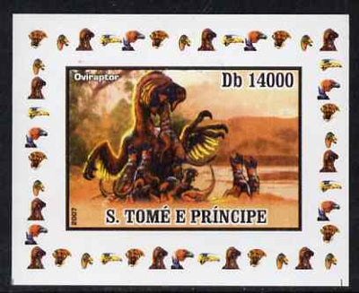 St Thomas & Prince Islands 2007 Dinosaurs #3 individual imperf deluxe sheet unmounted mint. Note this item is privately produced and is offered purely on its thematic appeal