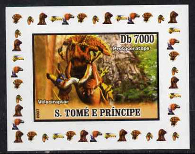 St Thomas & Prince Islands 2007 Dinosaurs #4 individual imperf deluxe sheet unmounted mint. Note this item is privately produced and is offered purely on its thematic appeal