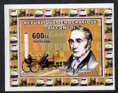 Congo 2006 George Stephenson #1 - With the Rocket individual imperf deluxe sheet unmounted mint. Note this item is privately produced and is offered purely on its thematic appeal