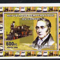 Congo 2006 George Stephenson #2 - With early US Steam Loco individual imperf deluxe sheet unmounted mint. Note this item is privately produced and is offered purely on its thematic appeal