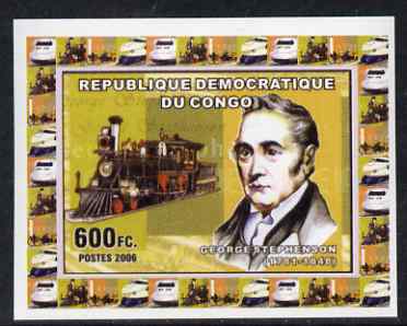 Congo 2006 George Stephenson #2 - With early US Steam Loco individual imperf deluxe sheet unmounted mint. Note this item is privately produced and is offered purely on its thematic appeal