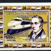 Congo 2006 George Stephenson #3 - With Japanese Bullet Train individual imperf deluxe sheet unmounted mint. Note this item is privately produced and is offered purely on its thematic appeal
