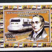 Congo 2006 George Stephenson #4 - With Modern High Speed Train individual imperf deluxe sheet unmounted mint. Note this item is privately produced and is offered purely on its thematic appeal