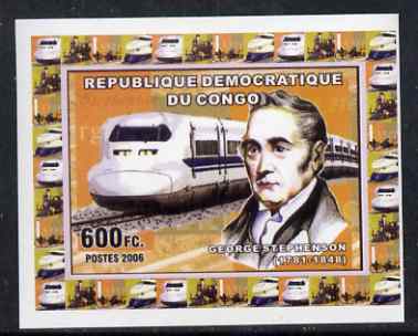 Congo 2006 George Stephenson #4 - With Modern High Speed Train individual imperf deluxe sheet unmounted mint. Note this item is privately produced and is offered purely on its thematic appeal