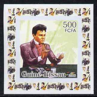 Guinea - Bissau 2006 Elvis Presley #4 - Playing cards behind individual imperf deluxe sheet unmounted mint. Note this item is privately produced and is offered purely on its thematic appeal