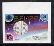 Belize 1983 Communications 15c (Telstar 2) in unmounted mint imperf marginal single (as SG 753)