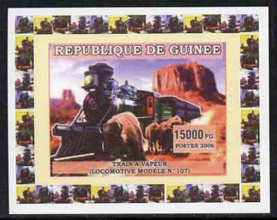 Guinea - Conakry 2006 Steam Trains - Modele No. 107 individual imperf deluxe sheet unmounted mint. Note this item is privately produced and is offered purely on its thematic appeal