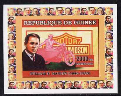 Guinea - Conakry 2006 Harley Davidson Motorcycles #1 - William S Harley individual imperf deluxe sheet unmounted mint. Note this item is privately produced and is offered purely on its thematic appeal