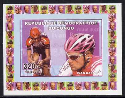 Congo 2006 Famous Cyclists #1 - Ivan Basso individual imperf deluxe sheet unmounted mint