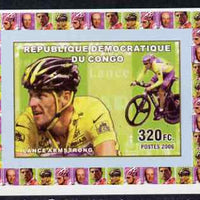 Congo 2006 Famous Cyclists #2 - Lance Armstrong individual imperf deluxe sheet unmounted mint