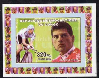 Congo 2006 Famous Cyclists #3 - Jan Ullrich individual imperf deluxe sheet unmounted mint