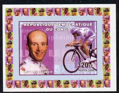 Congo 2006 Famous Cyclists #4 - Levi Leipheimer individual imperf deluxe sheet unmounted mint