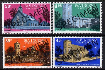 St Vincent 1976 Christmas set of 4 (Churches) opt'd Specimen unmounted mint, as SG 494-97