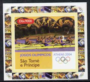St Thomas & Prince Islands 2004 Athens Olympic Games #1 - Rowing individual imperf deluxe sheet unmounted mint. Note this item is privately produced and is offered purely on its thematic appeal