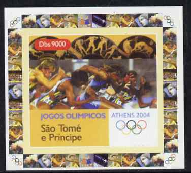 St Thomas & Prince Islands 2004 Athens Olympic Games #2 - Running individual imperf deluxe sheet unmounted mint. Note this item is privately produced and is offered purely on its thematic appeal