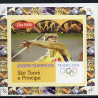 St Thomas & Prince Islands 2004 Athens Olympic Games #3 - Javelin individual imperf deluxe sheet unmounted mint. Note this item is privately produced and is offered purely on its thematic appeal